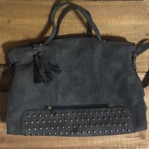 Boutique Faux Leather Black Studded Shoulder Bag